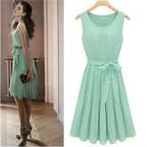 Vestido elegante, saia plissadas Chiffon com forro