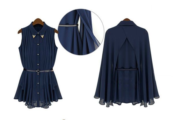 CAMISA DE MANGA COMPRIDA CHIFFON com cinto